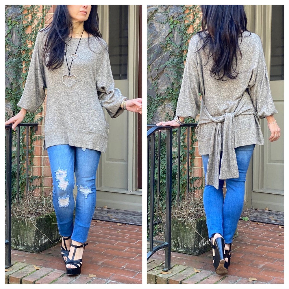 ✨LAST ONE✨Soft brushed knit tie front/back tunic - Picture 2 of 7